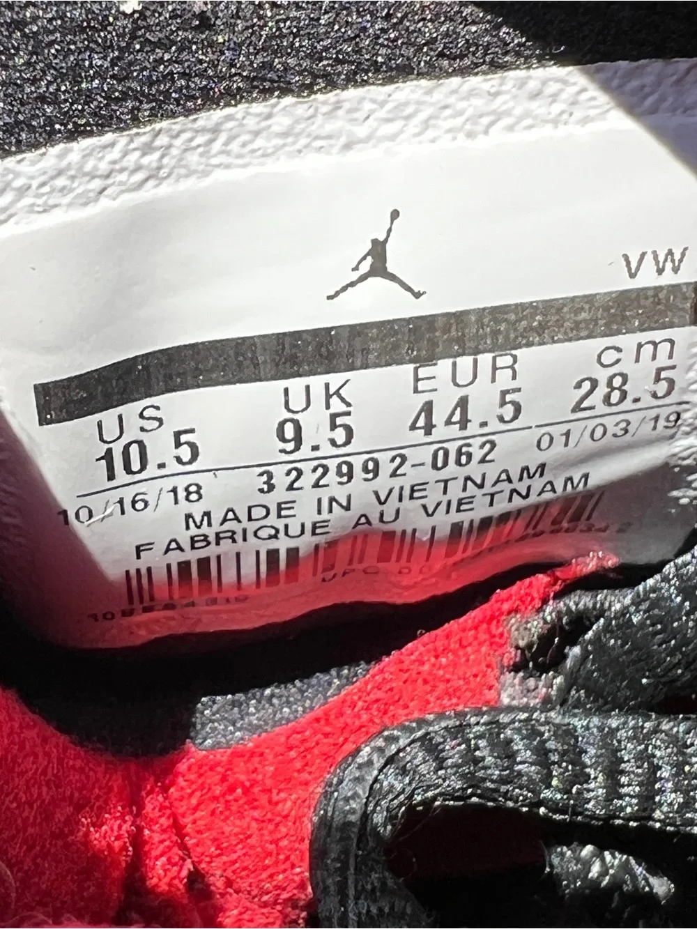 CLEAN Air Jordan size 10.5 Bred 6 Rings Red shoes